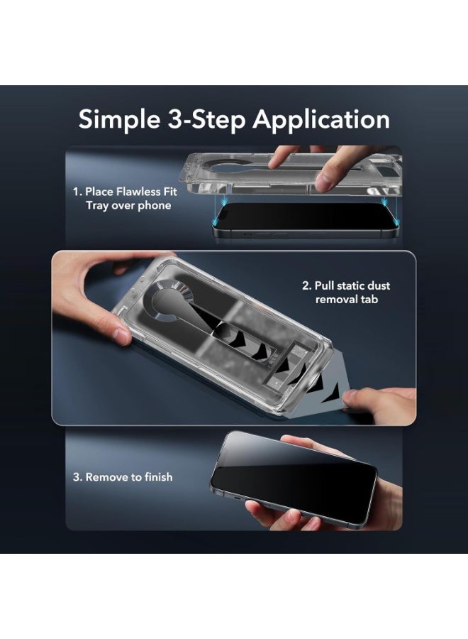 سي جود عبوة ١ واقي شاشة iPhone 15 Pro Max، مقاوم للتحطم بمستوى عسكري، صلابة ٩ إتش، وضوح عالي الدقة بنسبة ٩٩٪، خالٍ من الفقاعات، مقاوم لبصمات الأصابع، مقاوم للزيوت، زجاج مقوّى بتغطية كاملة مع تركيب سهل بإزالة الغبار تلقائيًا - Image 3